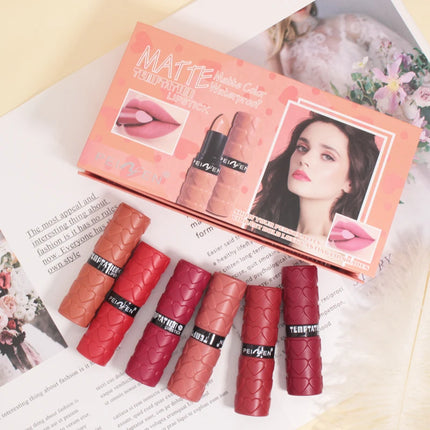 Matte Lipstick Set 6 Colors Velvet Smooth Nude Lip Stick, Long Lasting Moisturizing and Waterproof Non-Stick Cosmetic Gifts