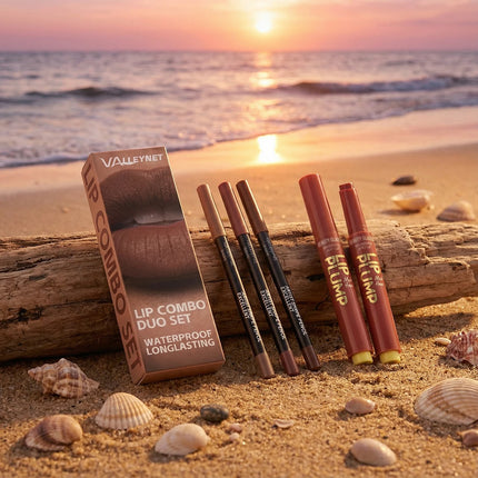 4Pcs Ultimate Lip Combo Set - 3pcs Lip Liners+Lipstick - Define, Contour and Hydrate - Creamy Smooth Lip Kit for Lip Combo Set