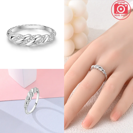 Original Romantic Heart-shaped White Zircon Shell Bowknot Rings 925 Sterling Silver  Women Jewelry Valentine's Day Birthday Gift