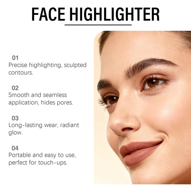 Champagne Gold Highlighter Stick Creamy Shimmer Face Illuminator Contour Makeup Glow For All Skin Types Portable Touch Up