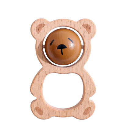 Baby Toys Wooden Rattle Bear Rotating Toys Cartoon Cute Toddler Toys Sucking Gym for Babies Wooden Mobile Baby Accessories