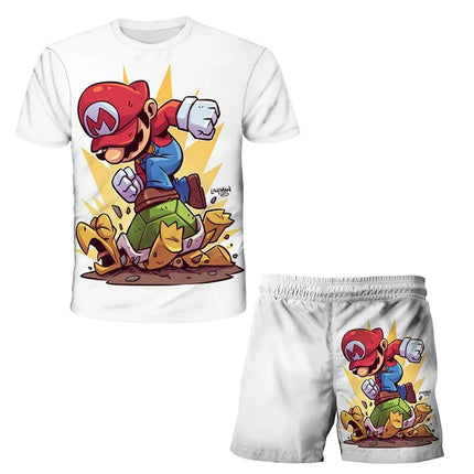 2026 Super Mario Boys 3D T-shirt Set Boys and Girls Cute Summer Top + Shorts Children's Short-Sleeve Birthday Gift  Boys Clothes