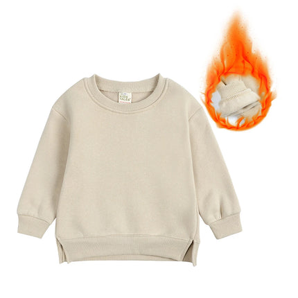 2026 Custom 1-7T Kids Sweatshirt Warm Thicken Fleece Pullovers Clothes Korean Baby Boys Girls Comfortable Hoodies Tops Clothing