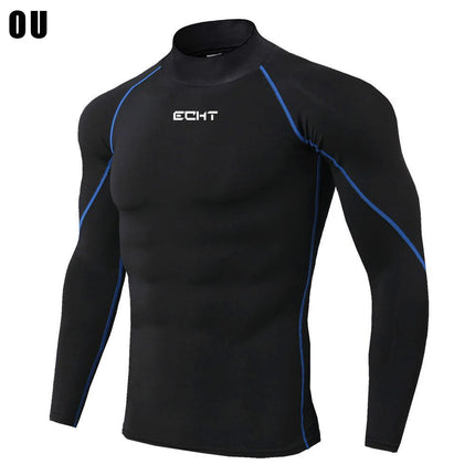 Men's Workout Compression Shirt Turtleneck Long Sleeve Rash Guard Gym Base Layer Athletic Undershirt Gear Sports Shirt