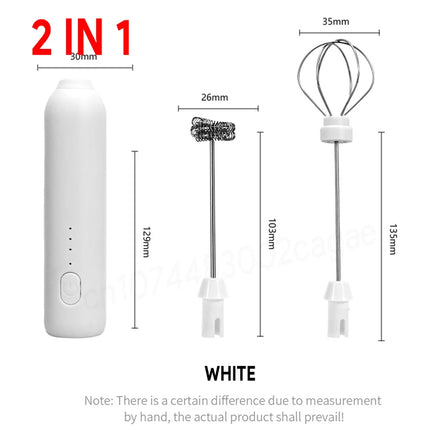HOT  Electric Milk Frother + Egg Beater Wireless Type-C Charging 3 Speeds Mini Handheld Foam Maker Coffee Whisk Cooking Tools