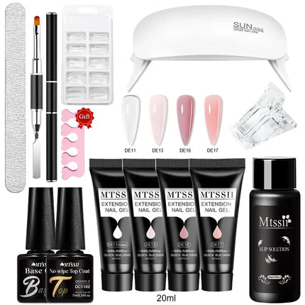 MTSSII 20m Extension Nail Gel Set Manicure Set Finger Quick Buliding Extension Gel Nail Polish Kit Soak Off UV Gel LED Nail Art