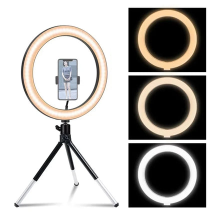6/10/12 inch LED Selfie Ring Light Dimmable Photography Fill Lamp With Mini Tripod For Phone Live Video Photo Studio Ringlight