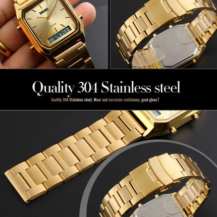 SKMEI Luxury Digital Quartz Watch for Men Sports Chronograph Waterproof Mens Wristwatches Stainless Steel 1612 reloj hombre 1220