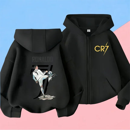Ronaldo Sweatshirts for Baby CR7 Children Top Football Star Back to School Zipper Hoodie Children's Boy's Clothing Messi Boys