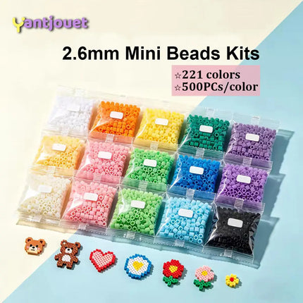 221colors Yantjouet 2.6mm 500PCs/color Mini Beads kit Pixel Art Gift Hama Beads Fuse Beads Diy Pixel Art Puzzles Iron Beads