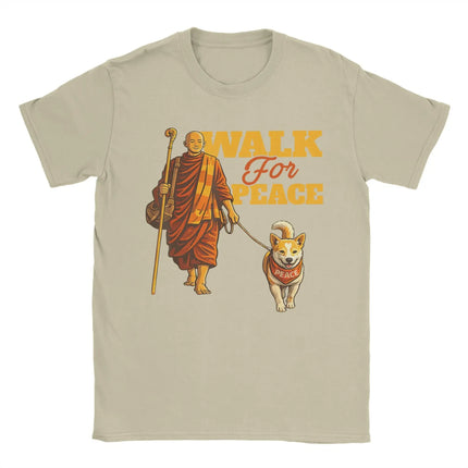 Casual T-Shirt Summer Peace Walking Monks and Aloka Dog Walk for Peace Hipster T-Shirts for Men Y2K Retro Short Sleeve Clothing