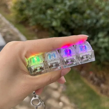 Light Up Keyboard Key Keychain Stress Relief Fidget Toy Clickable Button with LED Light