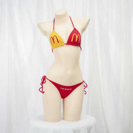 Sexy Women's Swimsuit Bikinis Set M Printed Three-point Strap Underwear Anime Sexy Bikini Hombre Lingerie Cosplay