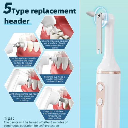 Home Electric Teeth Whitening Kit & Electric Tooth Polisher Five-Brush-Head Teeth Polishing & Stain Removal