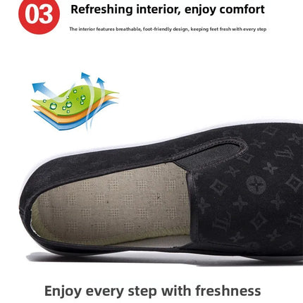 Low-Top Men's Shoes Chinese Style Soft Bottom Driving Shoes Breathable Casual Loafers Flat Heel Slip-On Canvas Shoes