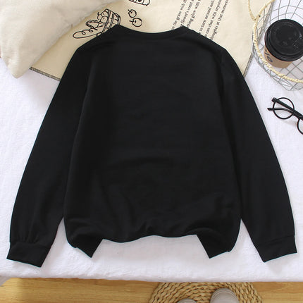 Black Round-Neck Hoodie For Boys, Los Angeles Letter-Printed Top, Children's American Retro Style Casual Pullover