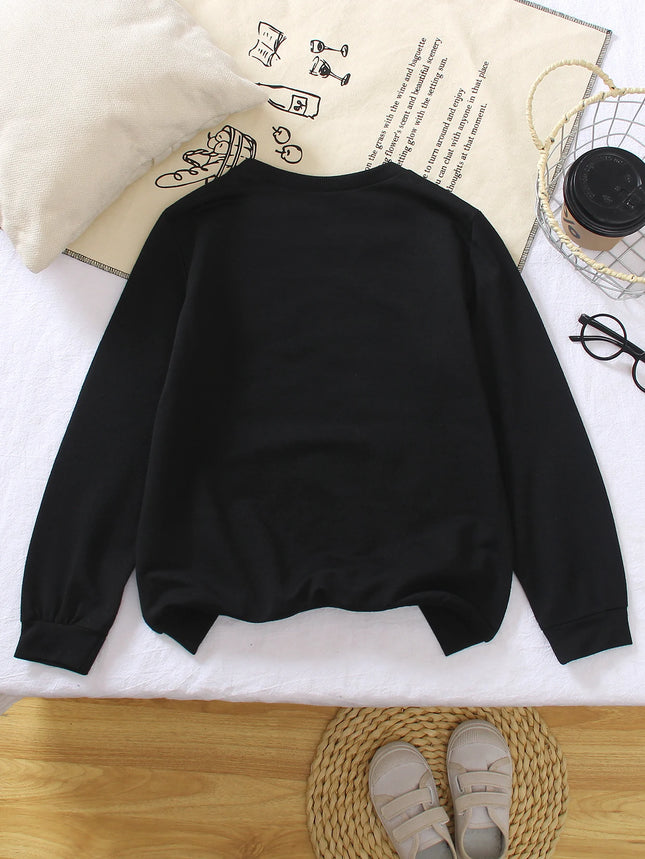 Black Round-Neck Hoodie For Boys, Los Angeles Letter-Printed Top, Children's American Retro Style Casual Pullover