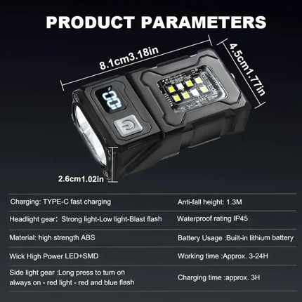 EDC Mini LED Flashlights Rechargeable Magnetic Torch Clip-On EDC Handheld Work Light for Hiking Camping Dog Walking Emergencies