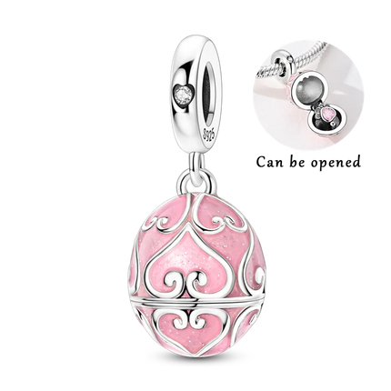 2026 Romantic Pink Color Charms Bead 925 Sterling Silver CZ Zircon Love Heart Pendants Fit Original Bracelet DIY Jewelry Gift