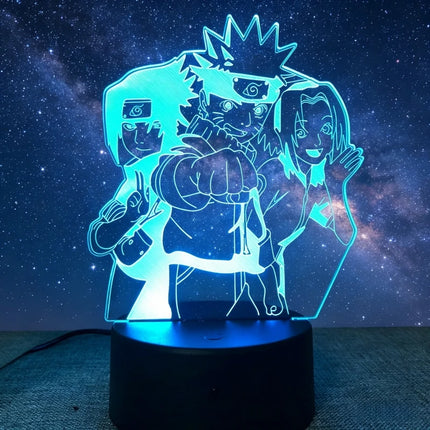 Anime Uzumaki Nar Ut O LED Night Light Toys Akatsuki Kakashi Hatake Kid Bedroom Nightlight Itachi Uchiha 3D Colors Lamp Decor