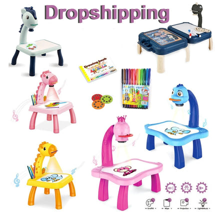 Baby Projection Drawing Board Childrens Early Education Art Drawing Toys Cultivate Kids Interest Study Puzzle Painting Toys Gift