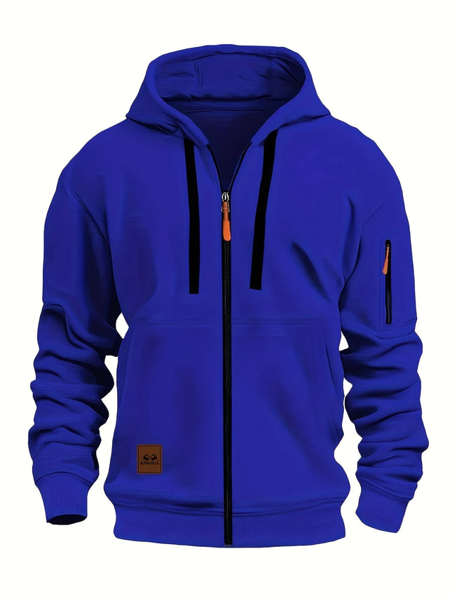 Men's Half-Zip Pocket Hoodie Casual Long Sleeve Hooded Sweatshirt Multi-color Pullover Tops 