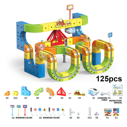 Children'S Educational Electric Magnetic Levitation Train Track Cube 3D DIY Assembly Magnetic Magic Rail Toy Train Car Xmas Gift