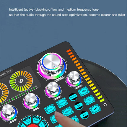 Live Sound Card Studio Record Soundcard Bluetooth Microphone Mixer Voice Changer Live Streaming Sound Mixer Podcast Karaoke Home
