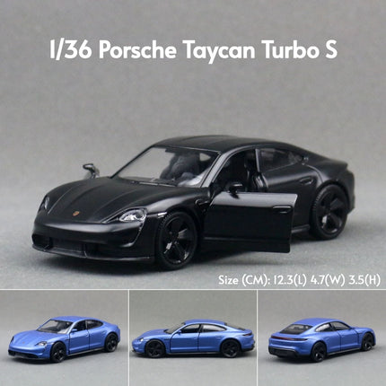 1/36 Porsche Taycan Toy Car Model For Children RMZ CiTY Diecast Super Sport Miniature Pull Back Collection Gift For Kid Boy