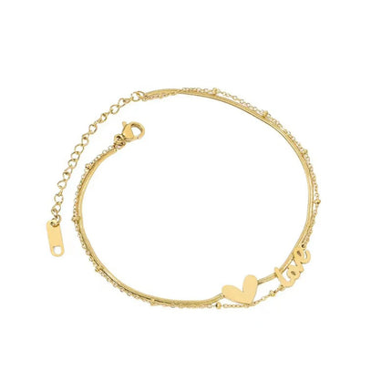 1PC Multilayer Stainless Steel Link Chain Anklet Heart "LOVE" Foot Ankle Layered Bracelets For Women Leg Chain Jewelry 20cm long