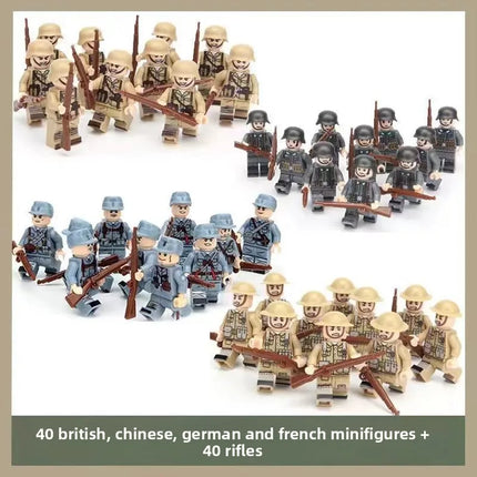 Building blocks World War II soldier figures, marine humanoid dolls educational toys mini figures birthday gifts cartoon figures