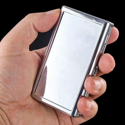 Slim Mirror Polished Metal Cigarette Case Portable Stainless Steel Pocket Cigarette Box Durable Cigarette Storage Holder for Men