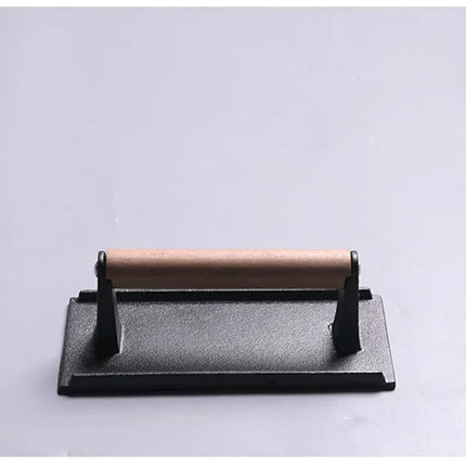 Cast Iron Steak Burger Press Round Rectangular Uncoated Heavy-Duty Meat Press with Handle for Outdoor Grill Food Cooking Tools