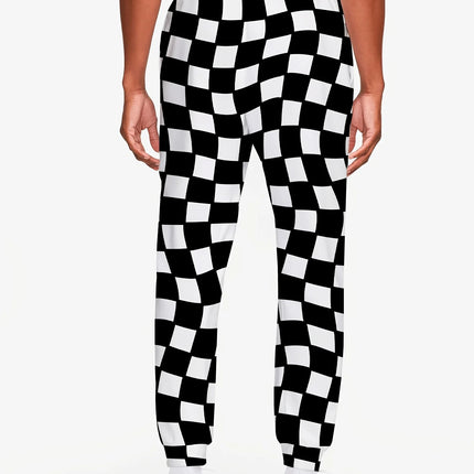 2025 Checkered Pattern Pants Street Pants Men's Side Pockets Elastic Drawstring Sweatpants Joggers Pants for Men Casual Trousers