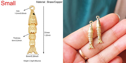 Enamel Fish Bone Squid Marine Sea Dalphin Charm Pendant,18K Real Gold Silver Plated Zircon Jewelry Finding Supplies S87 S75