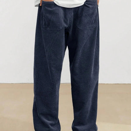 2026 new fashion Men's Corduroy Straight Casual Pants spring autumn Outdoor Streetwear with Drawstring Elastic Waist
