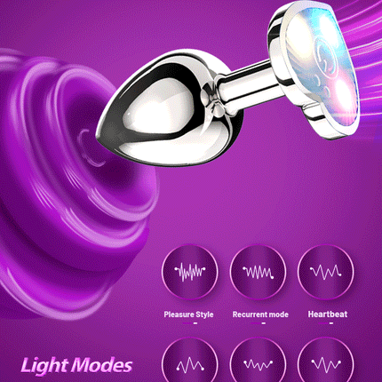 1PCS Heart-shaped Metal Vibrating Anal Plug Luminous Vibrating Anal Plug Remote Application Control Adult Couples Sex Toy
