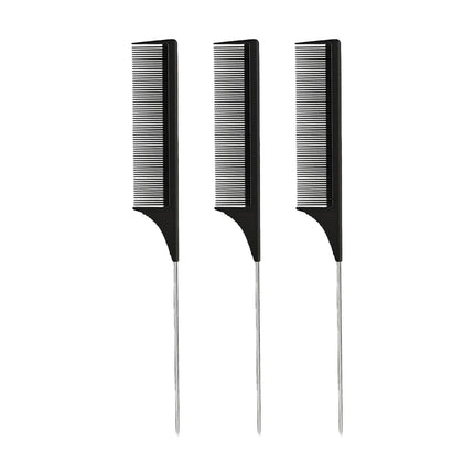 Professional Stainless Steel Hair Tail Comb Salon Cut Styling Tool with Fine Teeth Hair Care Barber Accessory
