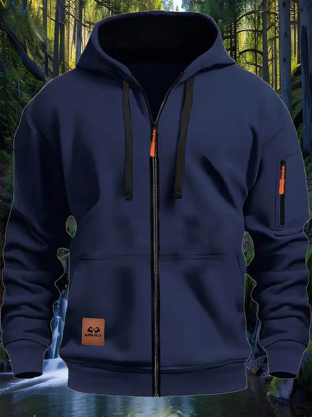 Men's Half-Zip Pocket Hoodie Casual Long Sleeve Hooded Sweatshirt Multi-color Pullover Tops 