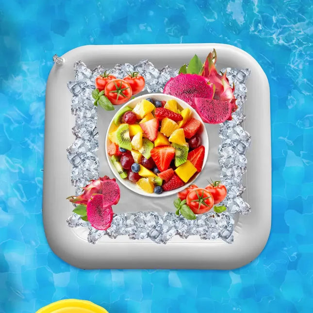 1 Piece of Inflatable Serving Stick, Ice Self-Service Salad Serving Tray, Food and Beverage Holder, Cooler Container