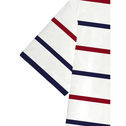 Luxury brand lettered short-sleeved polo shirt, fashionable striped summer breathable T-shirt, high-end Korean style men's clothing