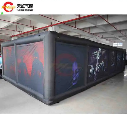 9x4m T Shaped Inflatable Maze Zombie Themed Halloween Haunted House Sport Game