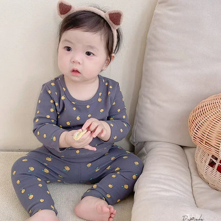 Newborn Kid Girl Underwear Clothes Set Pure Cotton Baby Boy Long Sleeves Outfit Cute Toddler Infant Clothing Two Piece Sleepwear