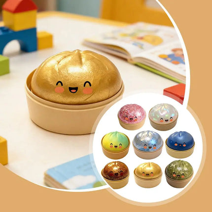 Glitter Dumpling Squishes Stress Balls 2026 Viral Fidget Toy Colorful Simulation Steamed Bun Decompression Toy for Anxiety