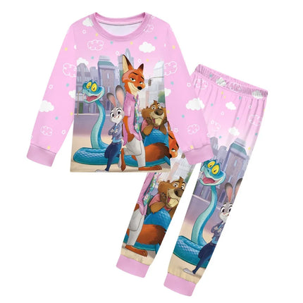 Nick-Judy Print Soft Touch Children Pajama Zootopias 2 Long Sleeve Pants Sleepwear Suitable Gentle Night Sleep For Boys Girls