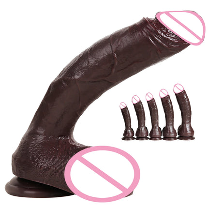 Realistic Long Dildo Black Anal Plug with Suction Cup Big Penis Butt Plug Long Dick Sex Toys for Women men Phallus Anal Dilator