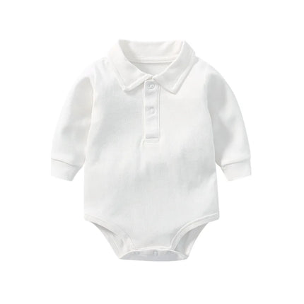 Newborn Baby Clothing Boys Polo Shirt Long Sleeve 100%Cotton Bodysuit 0-24 Months Spring&Autumn Solid Color Toddlers Baby Romper