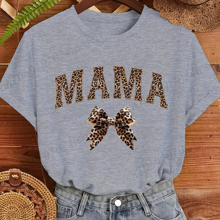 Leopard Mama Coquette Printed Women's T-Shirts Short Sleeve Mom Tee Tops Leopard Mom T-Shirts Summer Fashion Women's Clothing