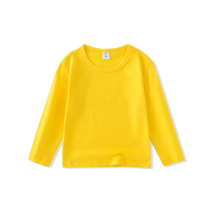 Autumn Spring Cotton Children T-shirt Boys Girls Tees Long Sleeve White Shirt Kids Tops Baby Clothes Solid Black Blue Yellow