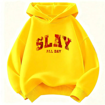 Y2k Slay All Day Letter Printed Kids Hoodie Children's Sweatshirt Hoody for Boys Girls Casual Hoodies Hip Hop Clothes